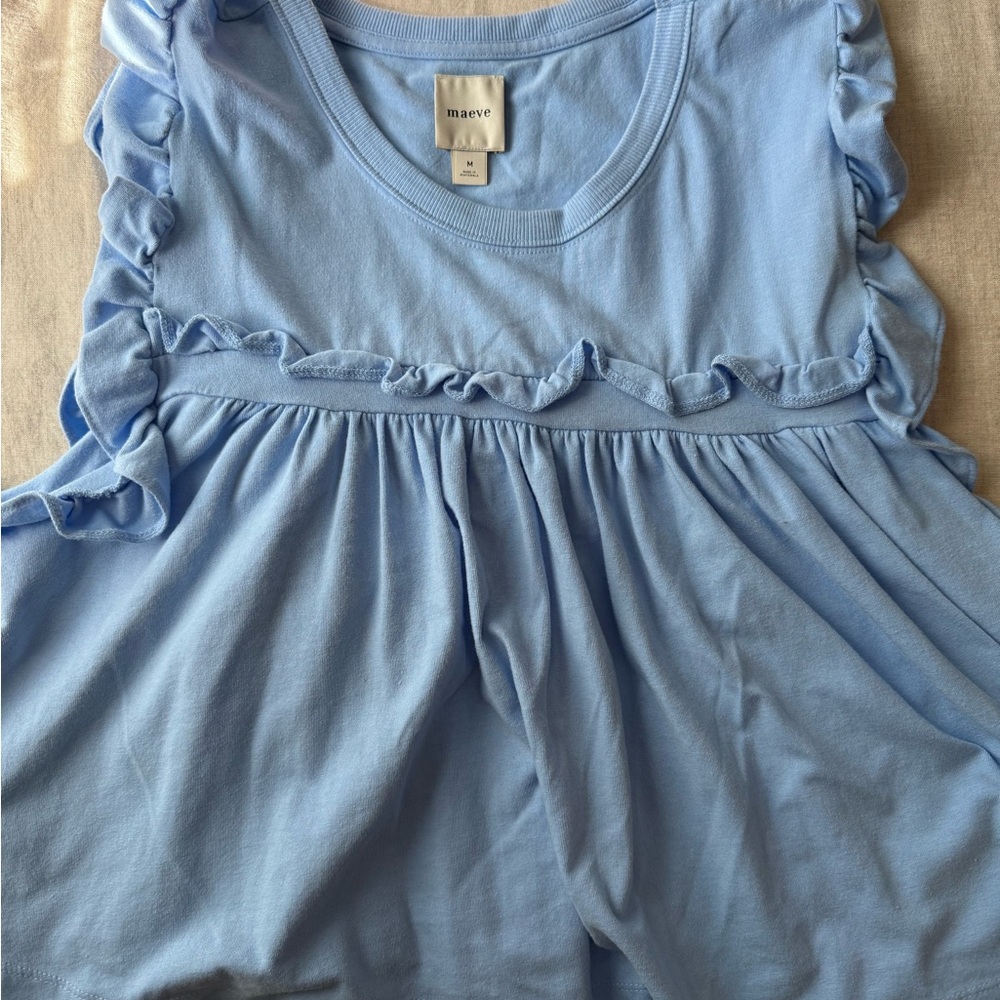 Maeve Blue Ruffle Top